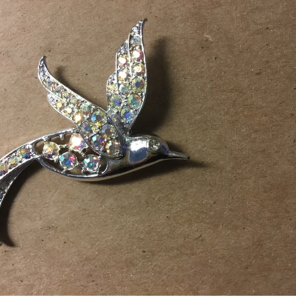 Vintage Sarah Coventry AB Bird of Paradise Brooch 1960s Rhinestone Pin